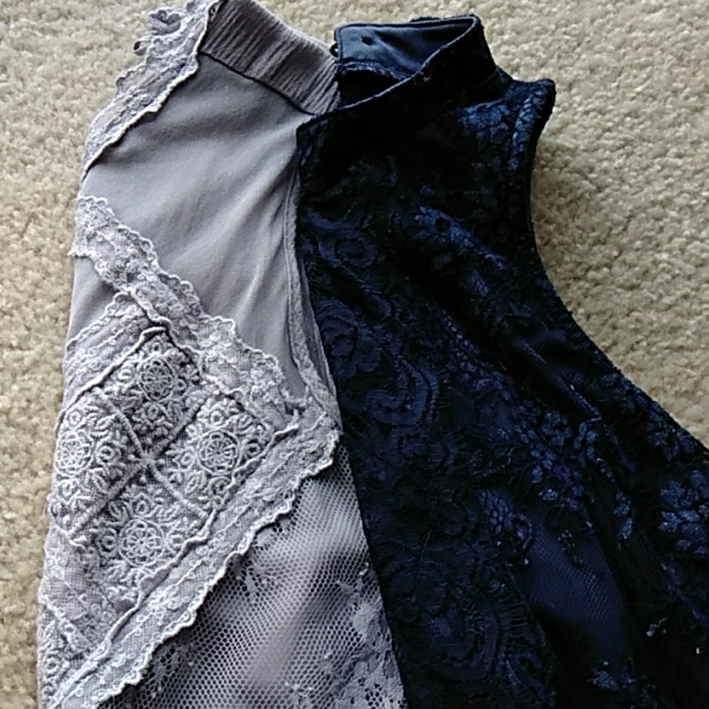 Set of 2 Maurices lace blouses lilac and navy